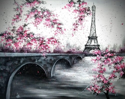 Paris and A Bridge - The one and only original paint & sip painting by artist: Luc Atangana.