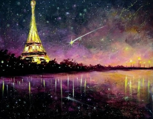Pink Paris Sunset - The one and only original paint & sip painting by artist: Luc Atangana.