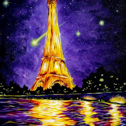 Glowing Paris - The one and only original paint & sip painting by artist: Luc Atangana.