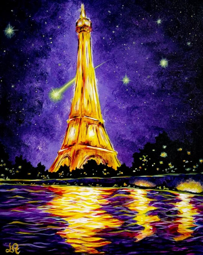 Glowing Paris - The one and only original paint & sip painting by artist: Luc Atangana.
