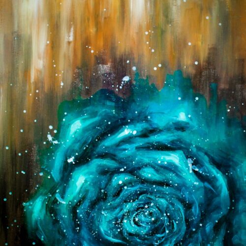 Teal Rose - The one and only original paint & sip painting by artist: Luc Atangana.